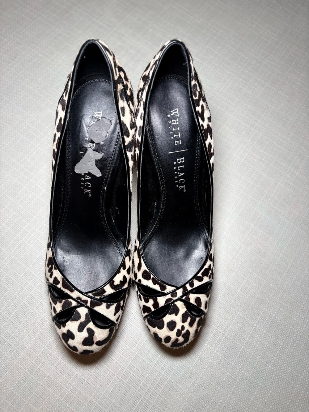 White House Black Market Leopard Print Peep Toe Heels Size 8.5 | Animal Print - Picture 6 of 6